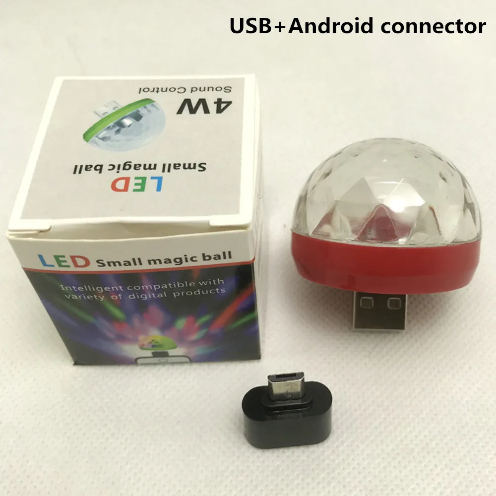 Red For Android Adeeing USB диско светильник светодиодный вечерние светильник s Портативный хрустальный магический шар красочный эффект сценический светильник для дома вечерние караоке Декор - Цвет: Red For Android