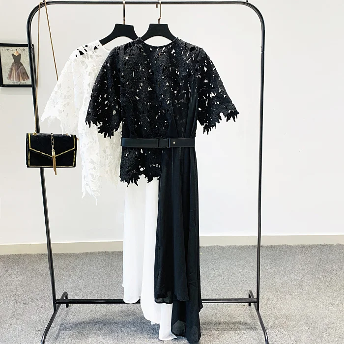 Женская Асимметричная шифоновая блузка праздничные пляжные топы с кружевом