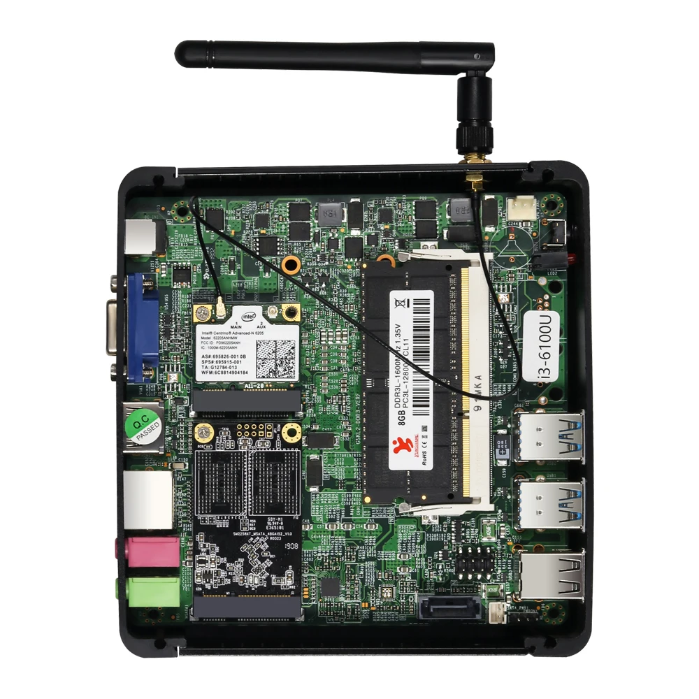 Мини ПК Intel Core i7 6500U 6498DU процессоры Windows 10 с разрешением 4K UHD HDMI VGA 6xusb 300 Мбит/с Wi-Fi, Gigabit Ethernet HTPC