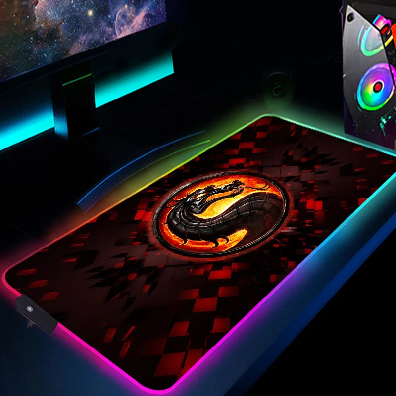 rgb mortal kombat mouse pad anime led gaming accessories speed game gamer pc keyboard carpet laptop notebook desk mat mousepad free global shipping