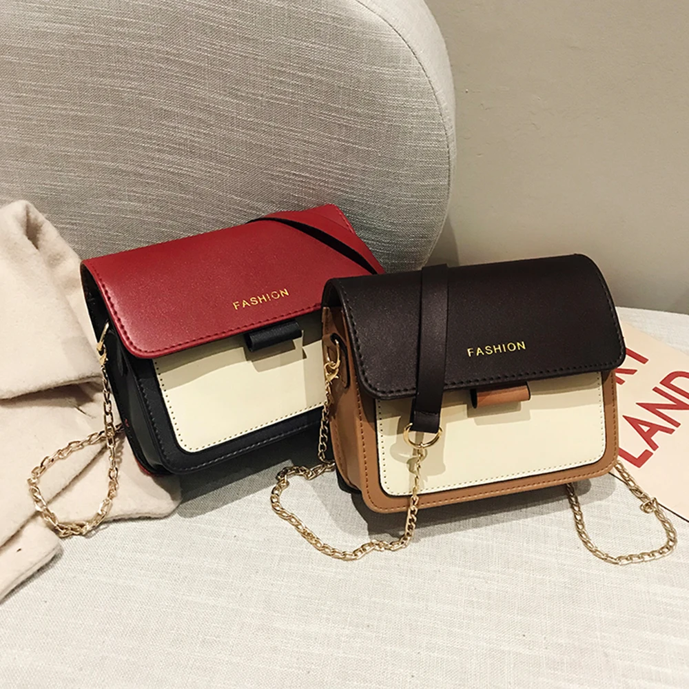 

OLN 2020 luxury Shoulder handbag Chain bags Women's Crossbody bag Small PU soft Leather waterproof Messenger Square cute red Bag