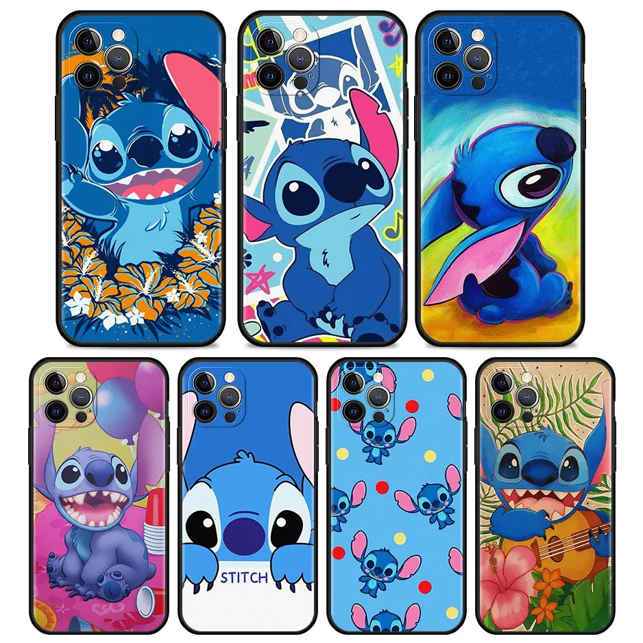 

Artoon Lilo Stich Ohana Case for Apple iPhone 13 11 12 Pro Max XR X 7 8 Black Siliocne Cover Coque Soft Funda Capa Caso