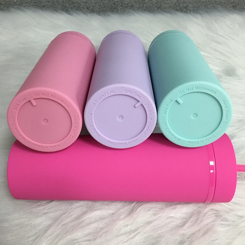 Акриловые Тонкие контейнеры 16 унций двухслойная портативная чашка для воды с