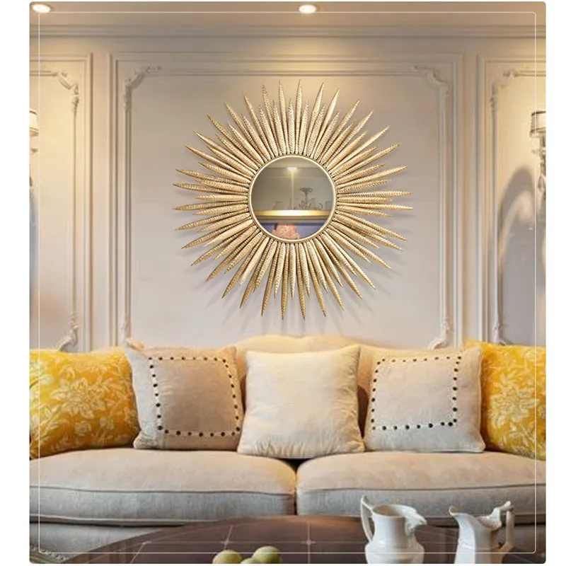

LUXURY WROUGHT IRON WALL SUN FLOWER 3D STEREO MIRROR CRAFTS WALL DECORATION EUROPEAN MURAL LIVING ROOM DECORATION R1497