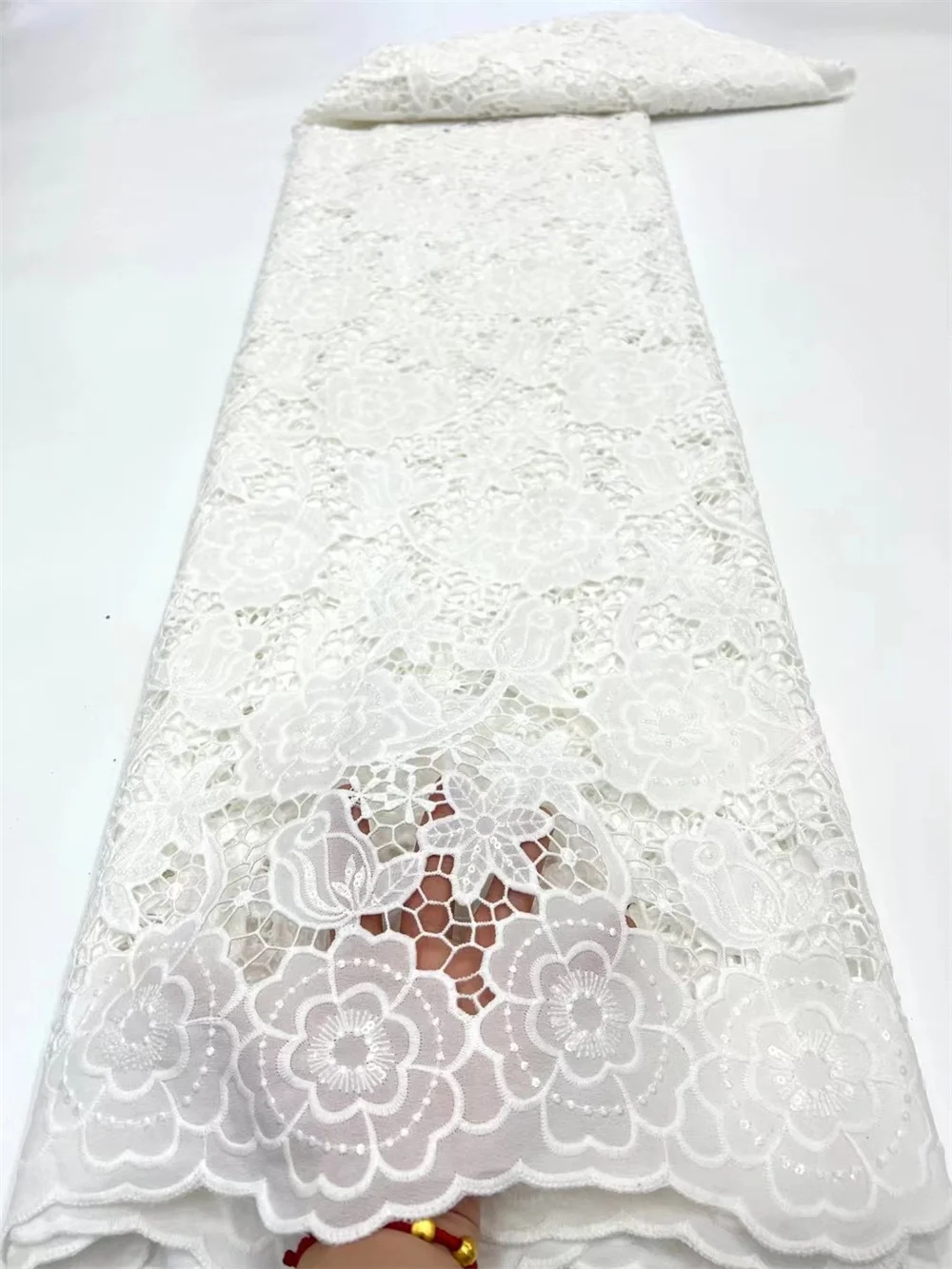 Продажа NI.AI французский гипюровый шнур, кружевная Ткань 5 ярдов 2022, африканская нигерийская молочная шелковая кружевная ткань для шитья, вечерние св...