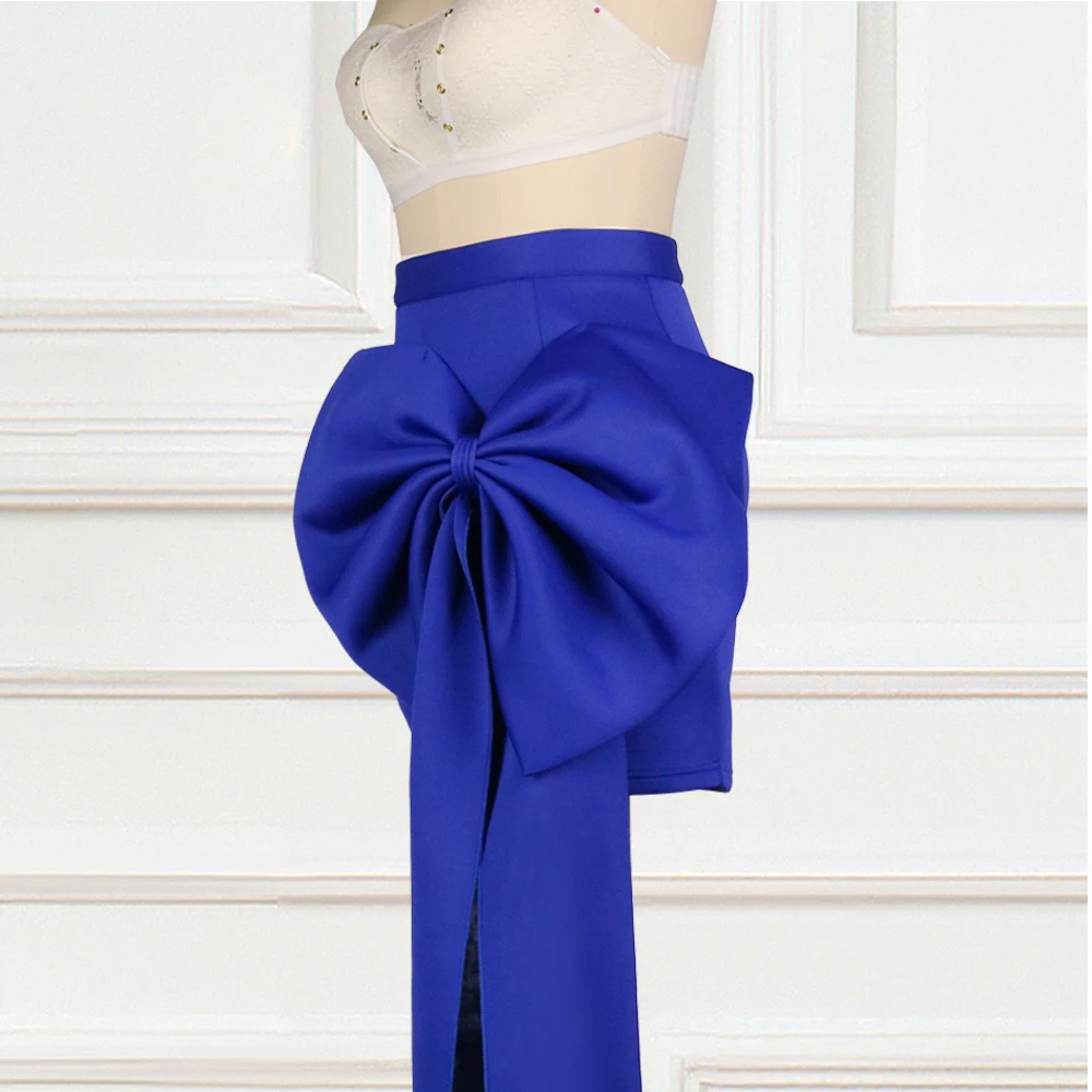 

Sexy Fashion Party Skirt Big Bow Ties Long Bands Elegant Women Bodycon Slim Fit Hip Package Skirt African Ladies Clubwear 2XL