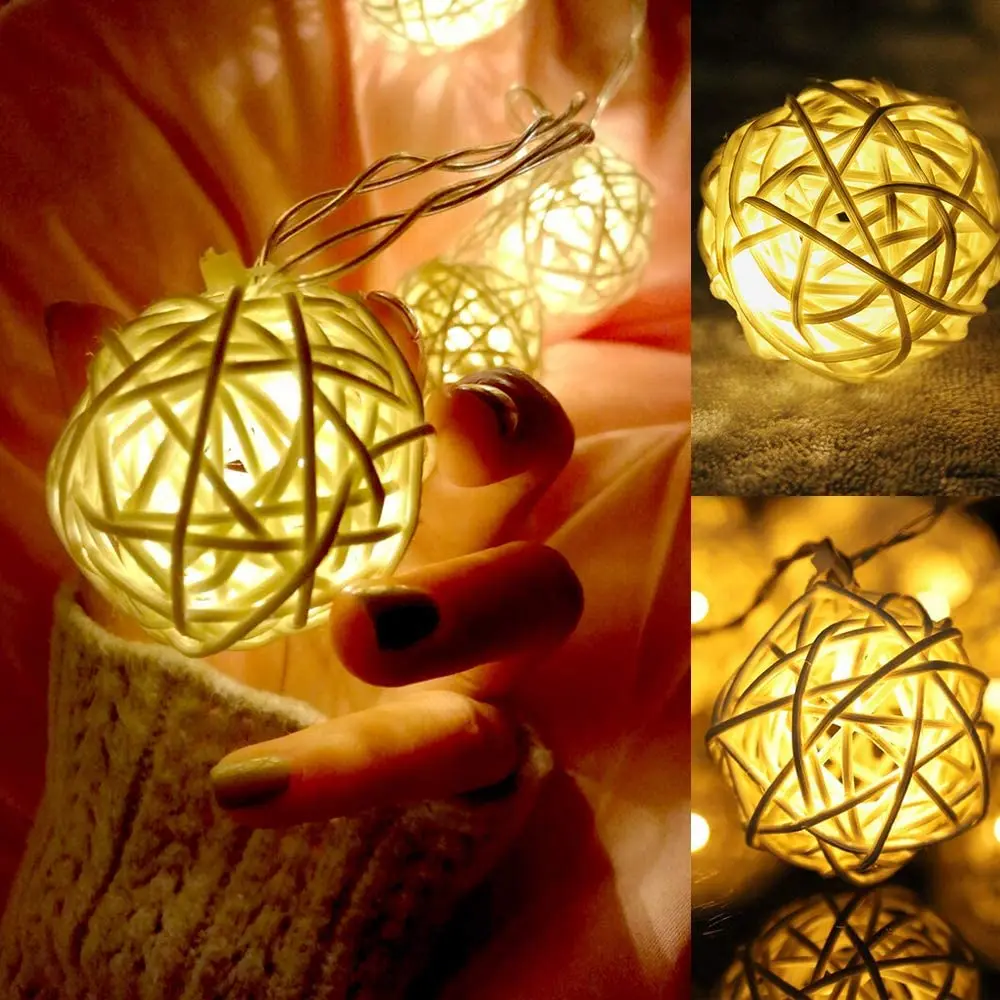 LEADLY Глобус ротанговый шар струнный светильник s 13 футов 20 светодиодный теплый