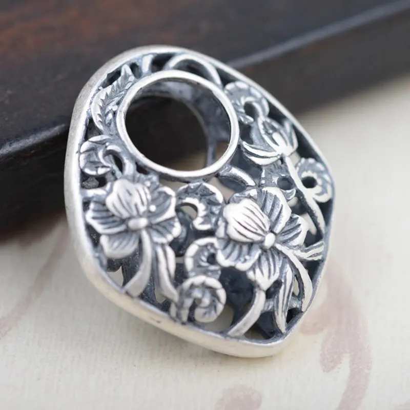 Женский кулон из серебра 990 пробы с полым цветком | Украшения и аксессуары