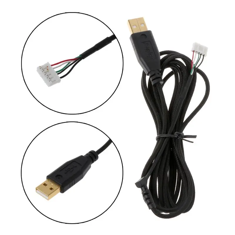 1 шт. позолоченный прочный нейлоновый плетеный кабель USB для мыши сменный провод