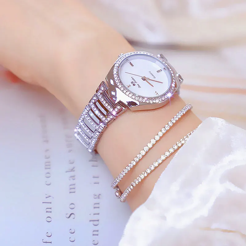 Модные брендовые часы для женщин простые стразы кварцевые женские из