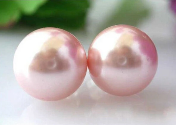 1016 + 8 мм розовые серебряные серьги-гвоздики с жемчугом в виде раковины морского