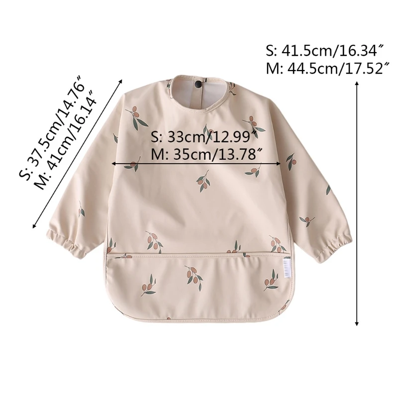 

D7WF Cartoon Printed Waterproof Bib with Pocket Baby Infants Long Sleeve Feeding Drawing Painting Apron Newborn Smock Burp Cloth