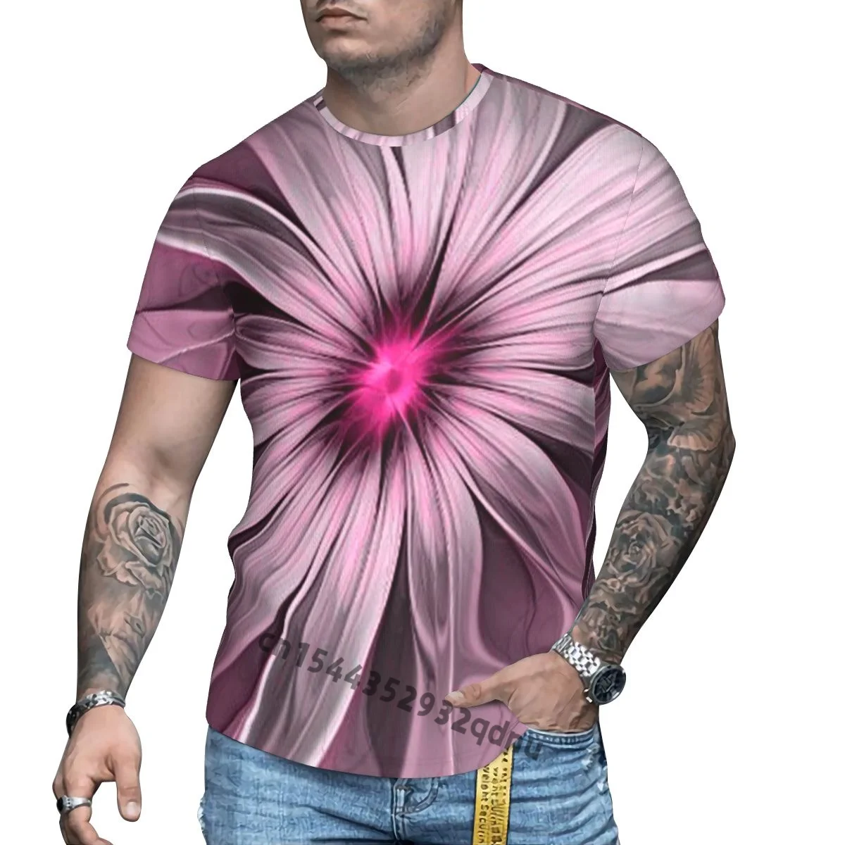 

The new Fantasy Flower Abstract Plum Floral Fractal Art Men's t-shirt Women T shirts S Oversize t-shirt