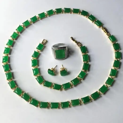Новинка набор ювелирных изделий ручной работы: зеленый нефритовый