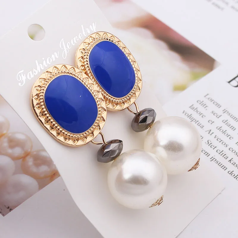 ES1133 новые европейские модная Большая Жемчужина Висячие серьги крупные