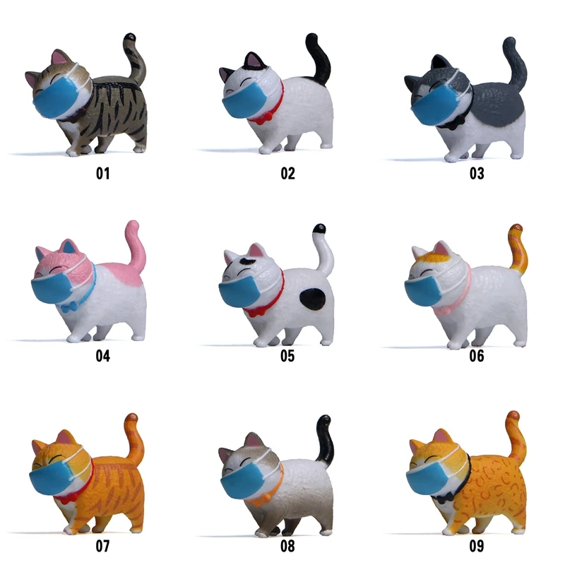 

Cute Cat Wearing a Mask Pet Kitten ExoticShorthair DragonLi PVC Dolls Figurine Landscape Decoration Mini Toys for Kids Baby Gift