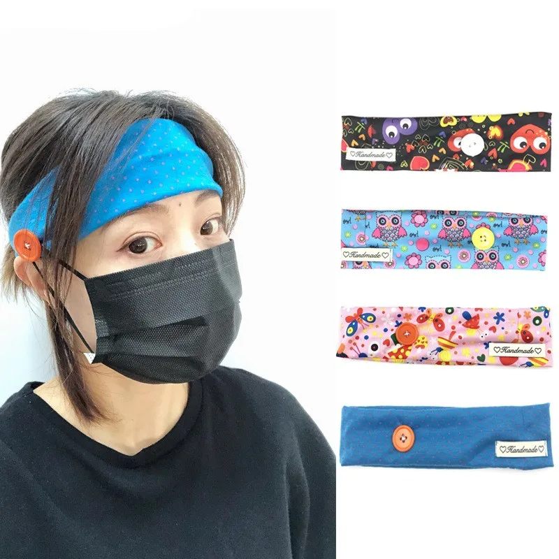 

Yoga Running Handbands Button Elastic Hair Band Width Loose Sports Hair Band Simple Mask Accessories European and American Women