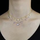 Милое симпатичное животное дизайн CZ Бабочка ободок с круглой CZ Очарование кисточкой для женщин ожерелье 925 серебро