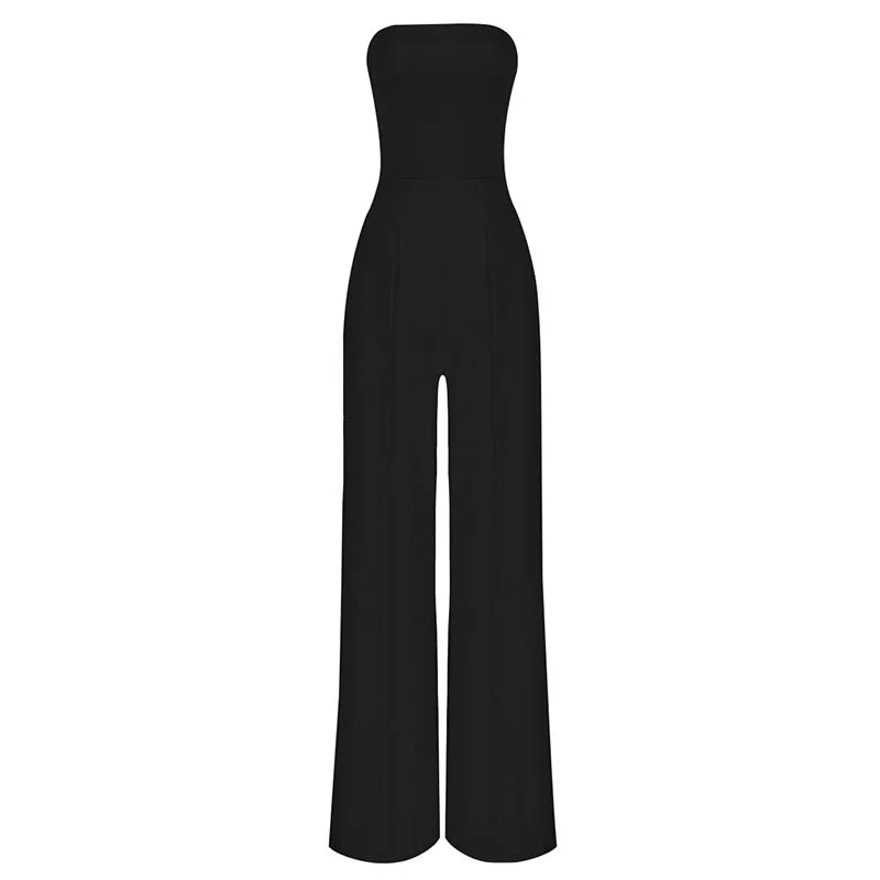 

Off Shoulder Elegant Women Black Jumpsuit 2021 Lady Fashion Bandage Fabric Casual Clothing Wholesale