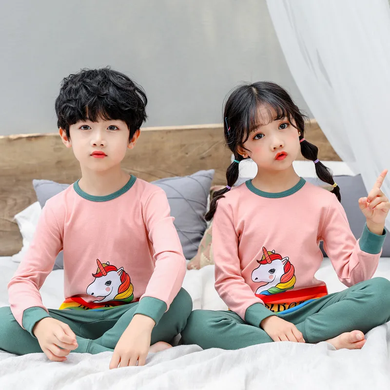 Boys Christmas Pajamas Kids Car Sleepwear Children Unicorn Cartoon Clothing Set Baby Long Sleeve Pijamas Home for Girls | Детская одежда