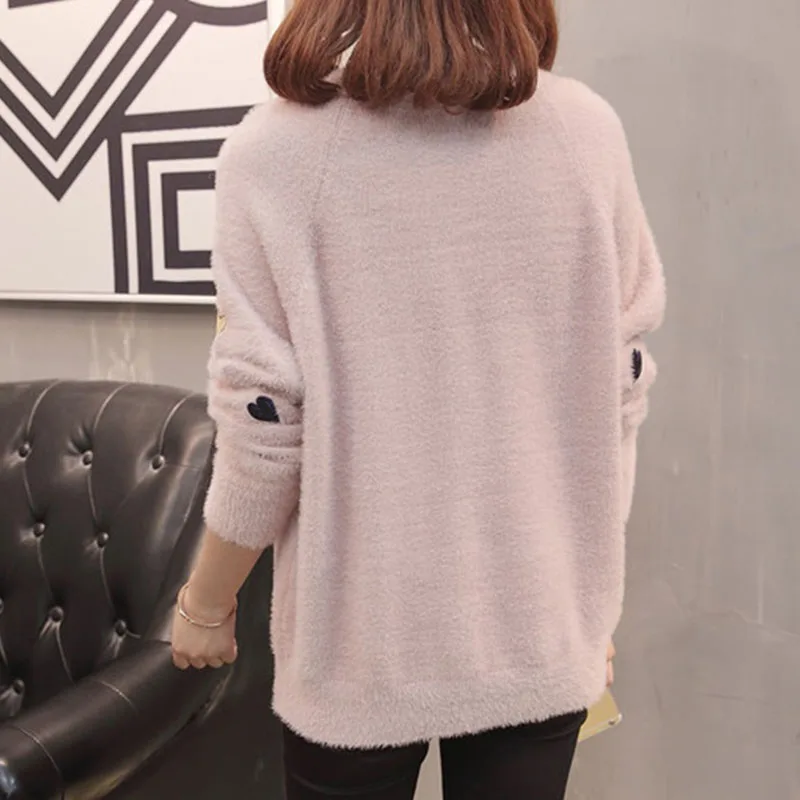 

Imitation Mink Wool Sweater 2020 New Women's Sweater Cardigan V-neck Long Sleeve Loose Soft Knitted Spring Autumn Coat Jacket