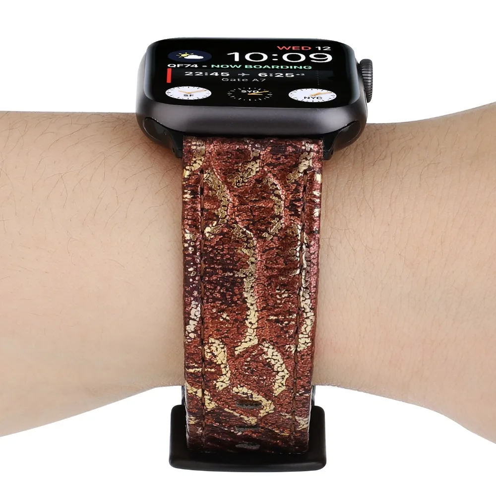 Ремешок Змеиный в стиле ретро для Apple Watch Band Series 4 3 2 1 кожаный сменный Браслет iWatch 44
