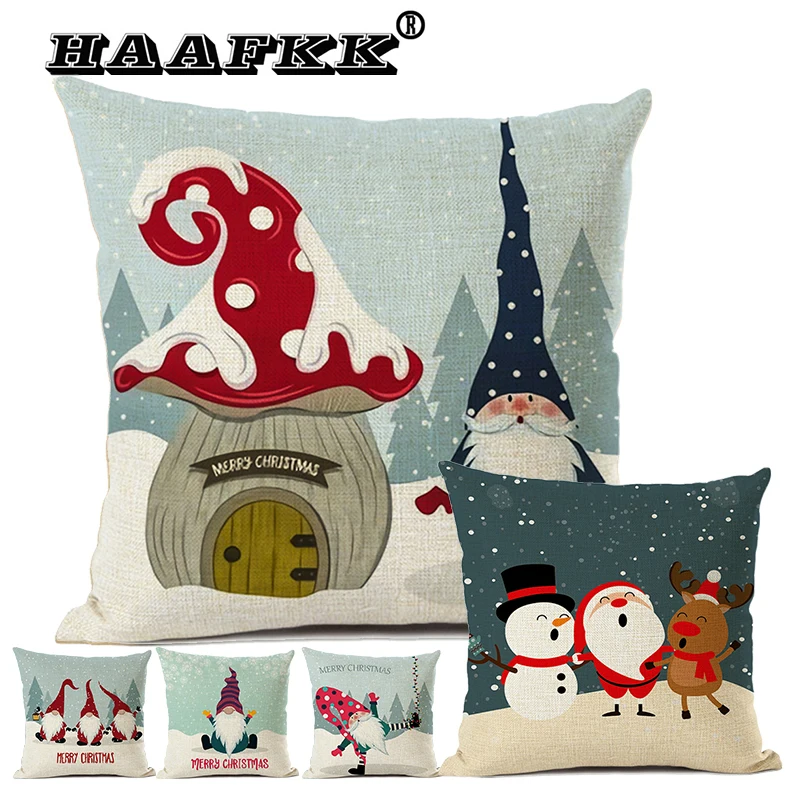 Рождественское украшение наволочка с милым Санта Клаусом семейная подушка для