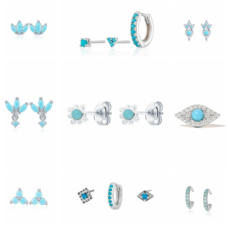 GS нежного бирюзового цвета пирсинг серьги стерлингового серебра 925 роскошные