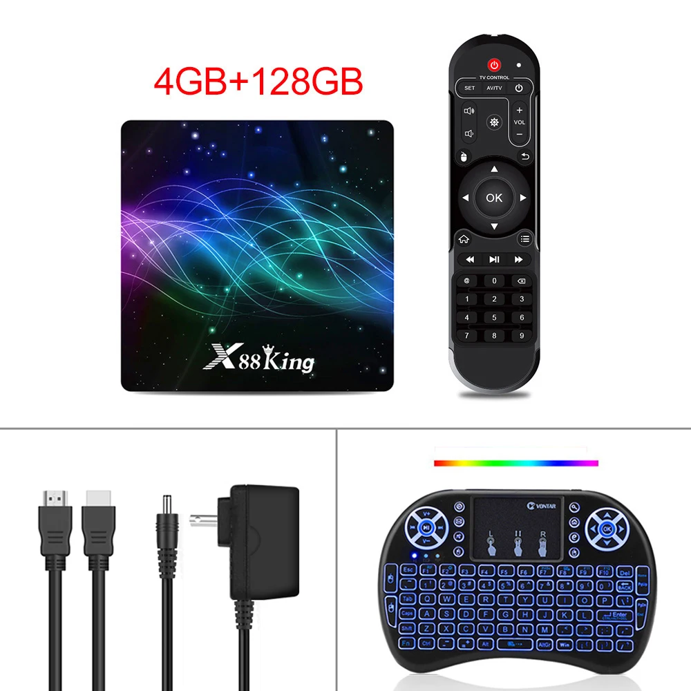 X88 Color i8 Backlit X88 King 4GB 128G Amlogic S922X TV Box Android 9.0 Dual Wifi BT5.0 1000M 4K Google Play Store Netflix Youtube 4K Media Player - Color: X88 Color i8 Backlit