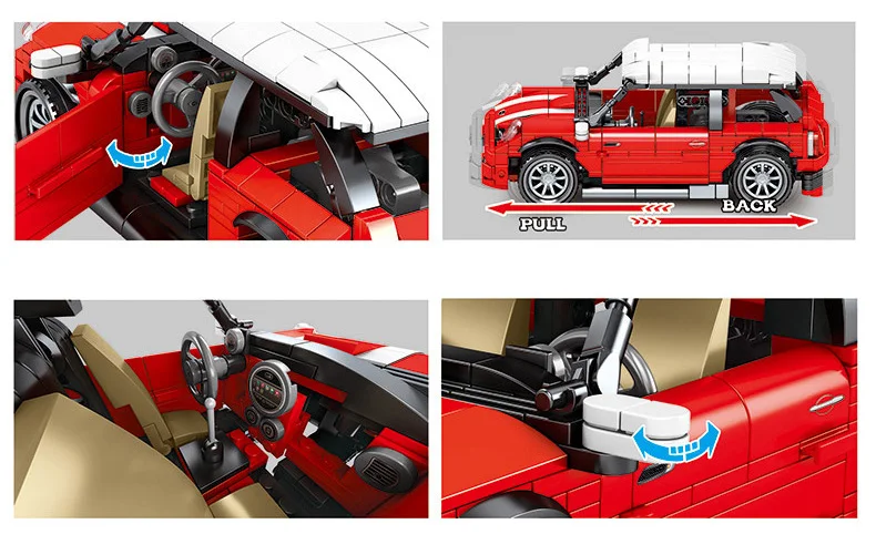 

technics Fast speed building block pull back vehicle bricks mini coopers car toys collection for children gifts