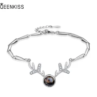 queenkiss bt6133 jewelry wholesale fashion couples birthday wedding gift deer aaa zircon 925 sterling silver pendant bracelet