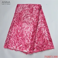 Anna green nigerian sequins lace fabric 2020 high quality embroidered with beads french laces african organza fabrics for sewing