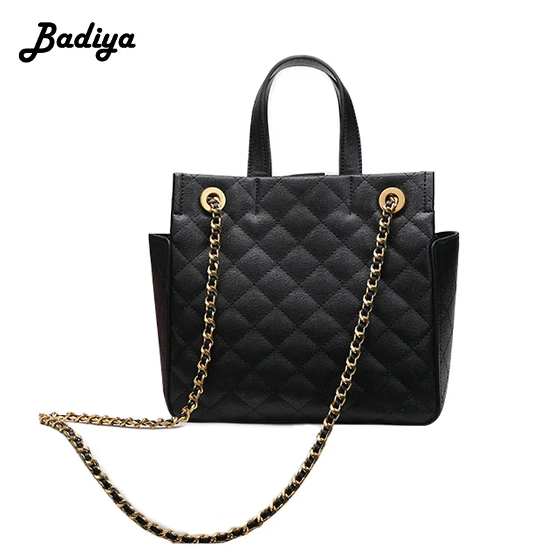 Большая женская сумка однотонная с ромбовидной решеткой элегантная для телефона