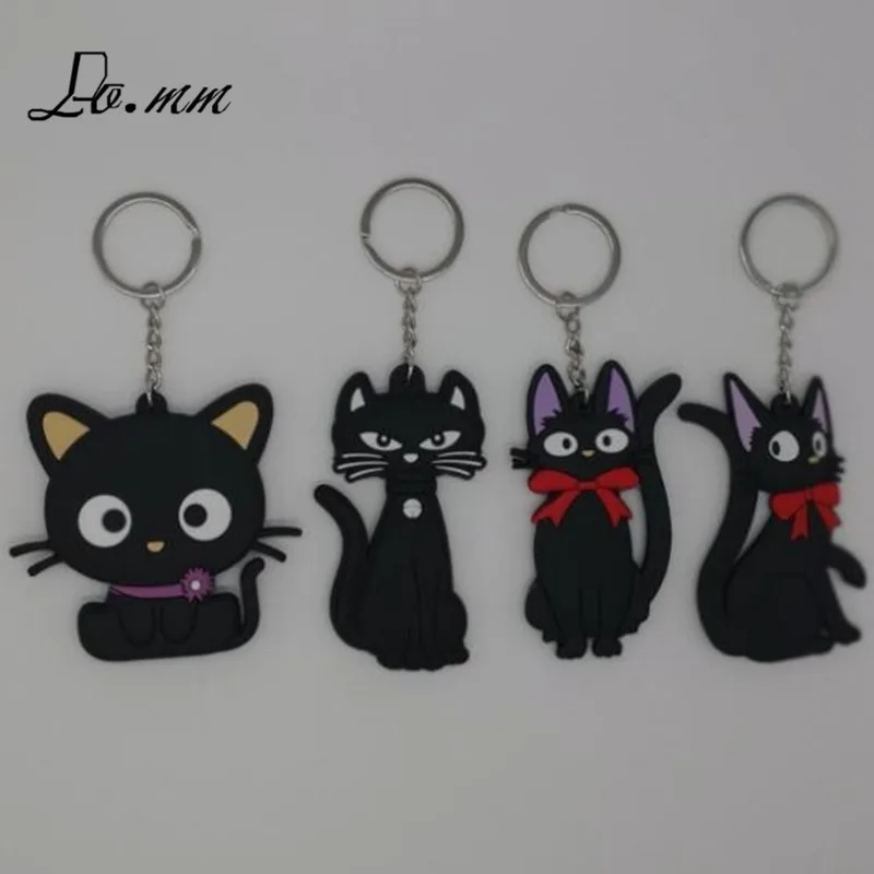 Аниме Кики служба доставки ПВХ брелок Животное Мультфильм Черный Кот Брелки cos