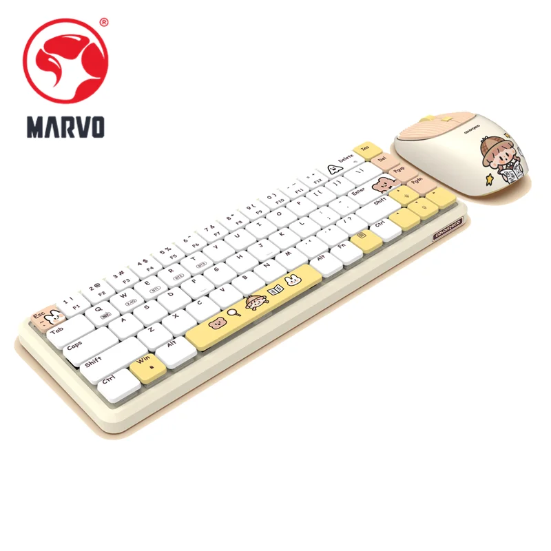 

Marvo CR-BI10 4-IN-1 Office Kit Keyboard Mouse Hand Rest Mousepad Backlight 69 Keys for Mac Windows Android iOS