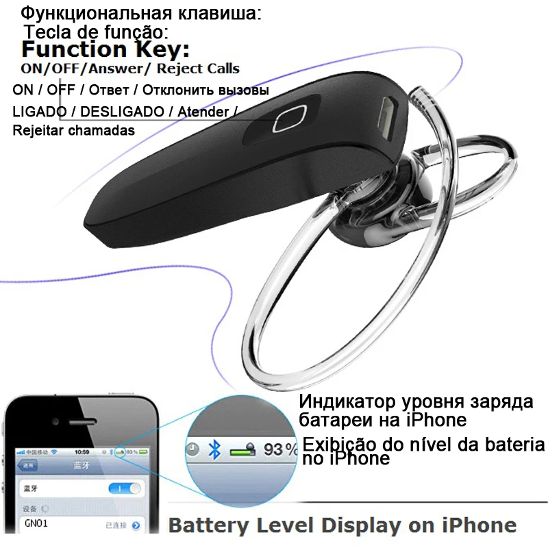 Genai наушник микро hands free блютуз беспроводные наушники гарнитура с микрофоном бега