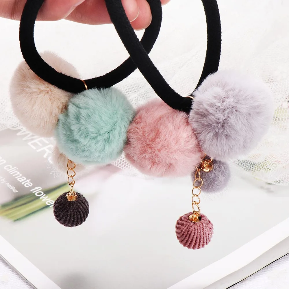 1 шт. Искусственный Мягкий мех мяч эластичная веревка для волос приморские