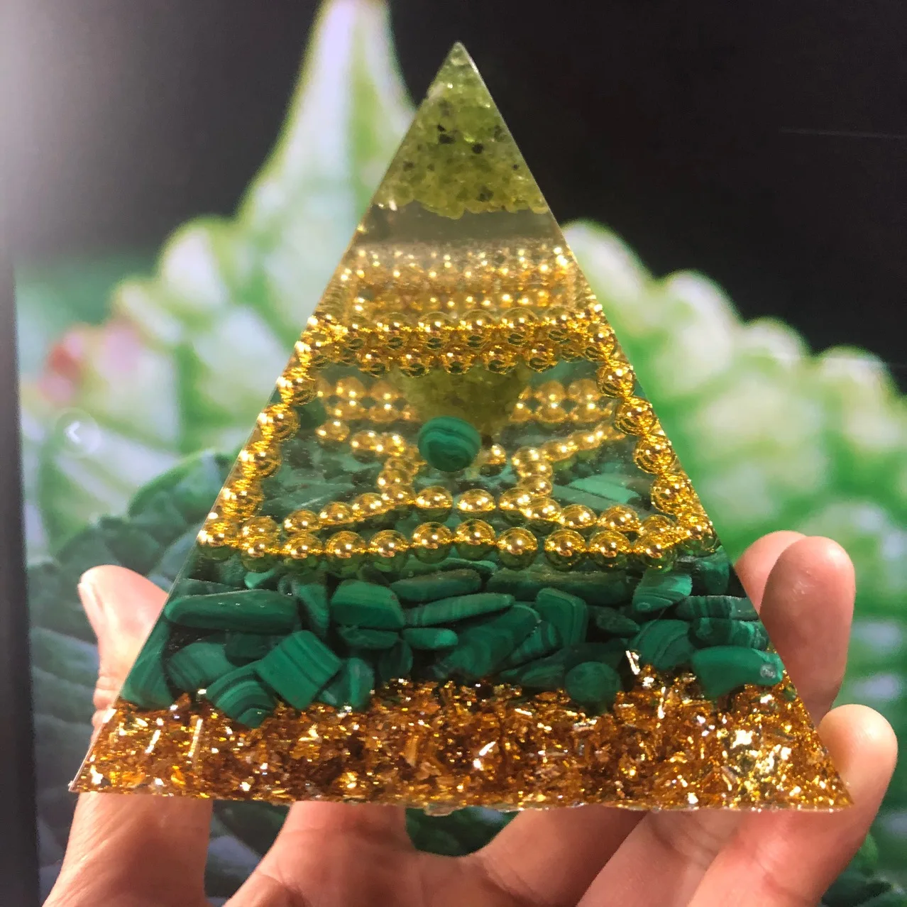 Orgonit Pyramid Chakras Rose Quartz Stone Orgon Energy Crystals Original Home Office Decor Resin Reiki Gift Decoration