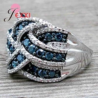 natural blue cubic zirconia knuckle finger rings 925 sterling silver ring shining luxury womens party ring jewelry