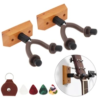 2pcslot wall mount guitar hanger hook holder metal covered soft rubber coat with gift 4pcs guitar pick and plectrums bag