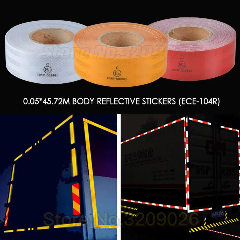 

45.72m Reflective Sticker Custom European Standard ECE R104 Safety Warning Reflective Film For Truck Auto Engineering Sticker