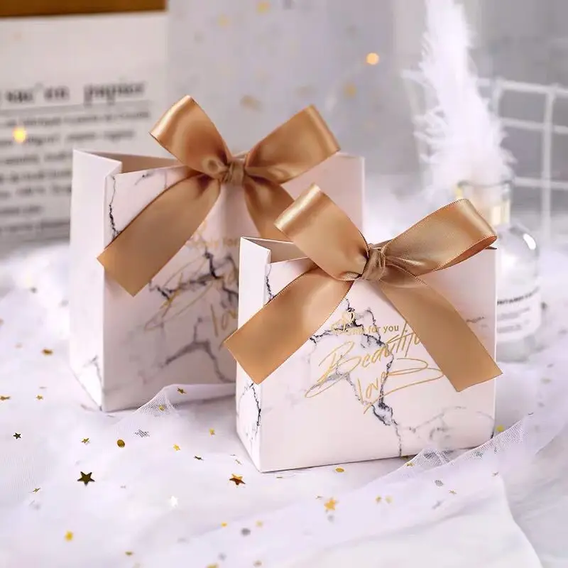 

10 шт. Серая Мраморная Подарочная коробка, вечерние коробки для детского душа, бумажные коробки для шоколада, свадебные любимые рождественск...