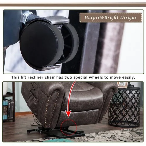 Electric Power Lift Recliner Chair PU Leather Padded For The Elderly Beige Brown Sofa Living Room |