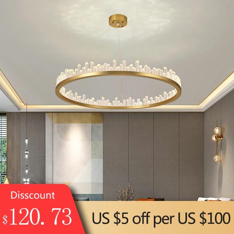 

Chandelier For Living Room Bedroom Study Room Round Ceiling Chandelier Crystal Lamp Modern Kitchen Hanging Lamp Loft Lighting