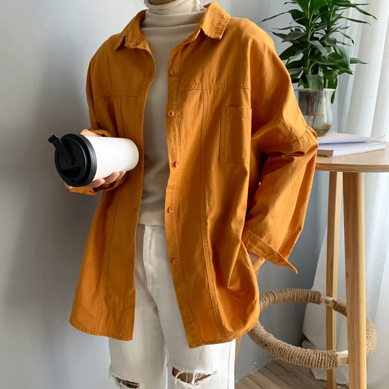 2020 Boyfriend Style Women Blouses Turn Down Collar Oversized Womens Tops And Cotton White Shirt Blusas Roupa Feminina |