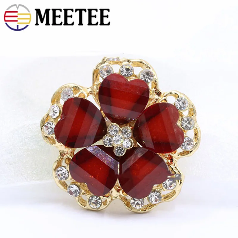 MEETEE 5pcs 38mm Top-grade Rhinestone Flower Shape Metal Buttons for Coat Women's Clothes Shank Button Accessories ZK1013 | Дом и сад