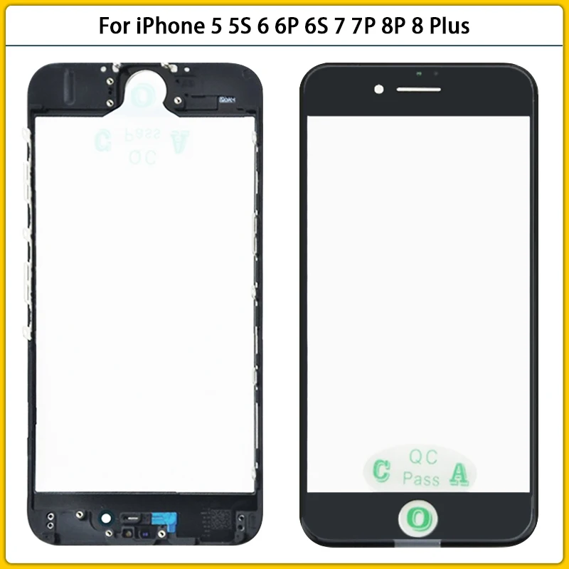 

10Pcs New For iPhone 5 5S 6 6S 7 8P 8 Plus Touch Screen LCD Front Outer Glass Touch With OCA Frame Bezel Cold Press Replacement