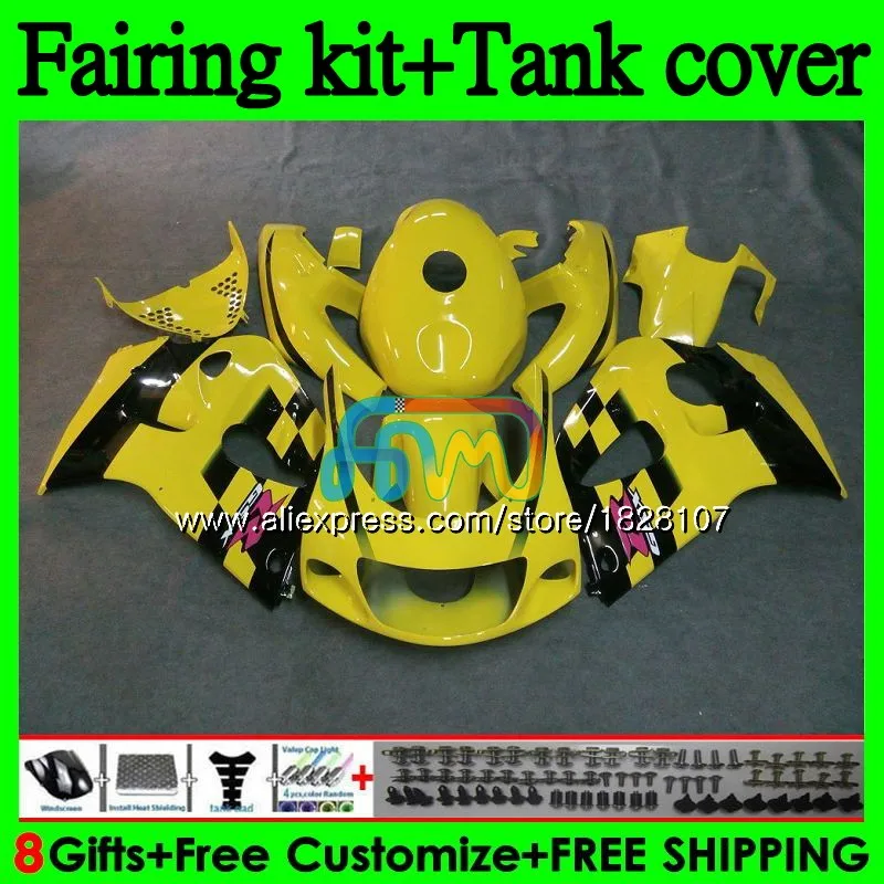 

+Tank For SUZUKI GSXR600 GSXR 750 600 SRAD GSXR750 92BS.54 GSXR-600 96 97 98 99 00 1996 1997 1998 1999 Yellow Black 2000 Fairing
