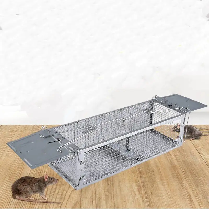 2PCS Reusable Galvanized Iron Rat Cage Mouse Trap Rodents Catcher Double Door Mousetrap for Indoor Outdoor Pest Control