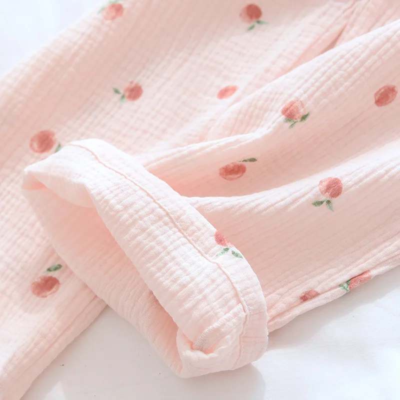 

Japanese new style ladies spring and autumn V-neck pajamas 100% cotton long-sleeved home service thin suit two piece set summer